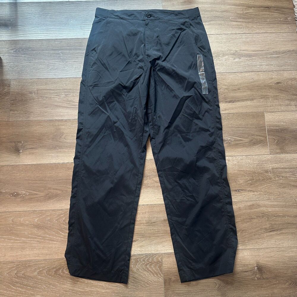 Women Black Nylon Lightweight Outdoor Hiking Travel Pants NWOT Size 16 Long
